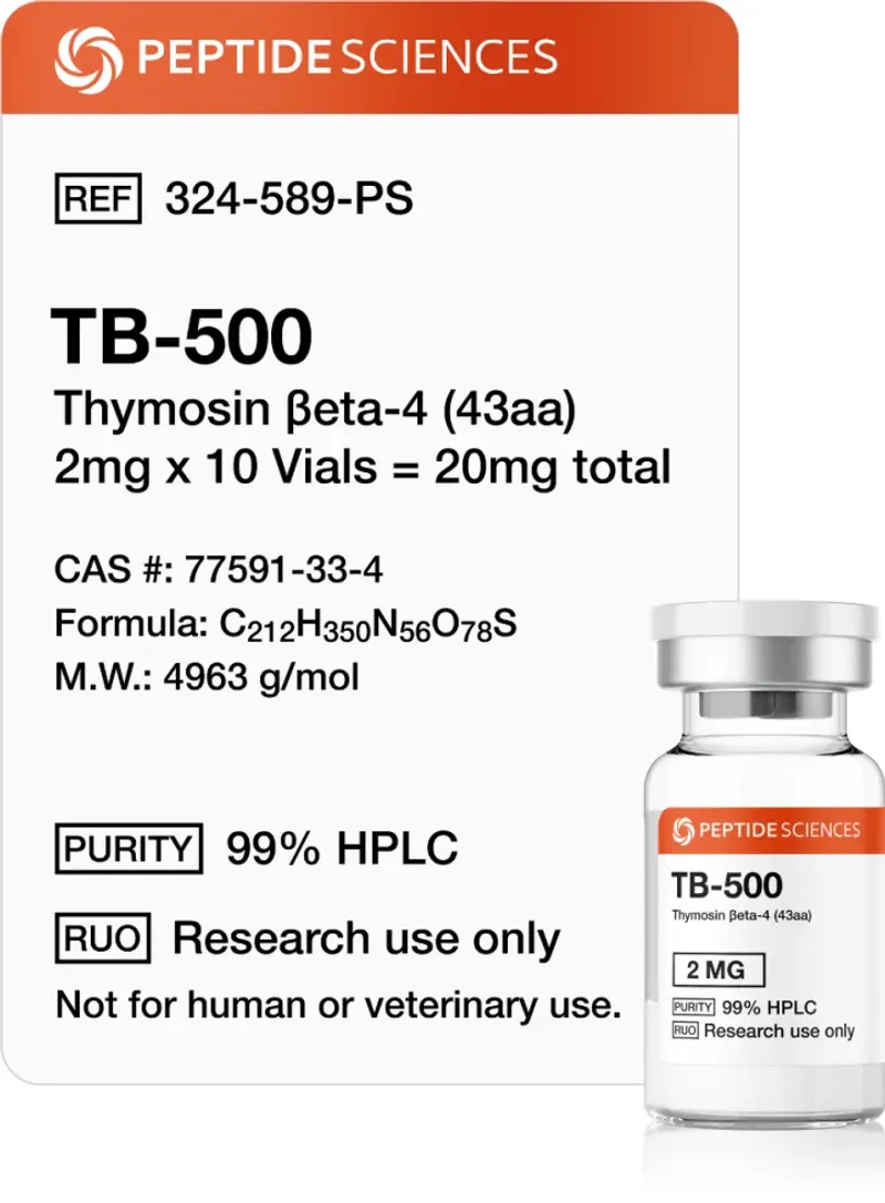 TB-500 (Thymosin Beta-4) (43aa) (2mg x 10 Frascos = 20mg)